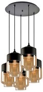 Φωτιστικό Οροφής Gaby 77-8791 43x43x150cm 5xE27 60W Black-Honey Homelighting