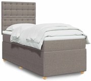 vidaXL Κρεβάτι Boxspring με Στρώμα Taupe 100 x 200 εκ. Υφασμάτινο
