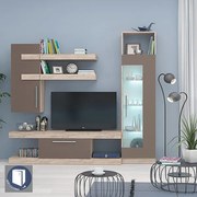 Σύνθετο Σαλονιού Marel με φωτισμό LED 190x190x40cm Oak Elegance + Dark Cappuccino - GRA001