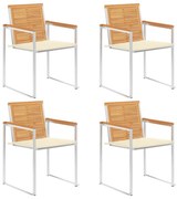 vidaXL Καρέκλες Κήπου 4 τεμ. από Μασίφ Ξύλο Teak με Μαξιλάρια