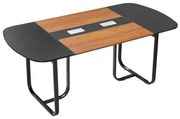 VEVOR Conference Table, 1800 mm Oval Office Meeting Table for 6-8 Person, Modern Seminar Desk with Metal Legs, Large Meeting Desk for Office, Boardroom, Conference Room, Easy Assembly, Black & Brown