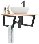 Ράφι Νιπτήρα Τοίχου από Ατσάλι / Μασίφ Ξύλο Δρυός