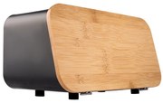 Estia Ψωμιέρα Bamboo Essentials Μεταλλική Με Καπάκι 34.5x19x17cm Μαύρη 01-12861