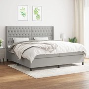 Κρεβάτι Boxspring με Στρώμα Ανοιχτό Γκρι 200x200 εκ. Υφασμάτινο