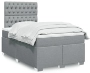 vidaXL Κρεβάτι Boxspring με Στρώμα Ανοιχτό Γκρι 120x190 εκ. Υφασμάτινο