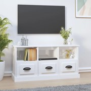 Έπιπλο Τηλεόρασης Γυαλ. Λευκό 100x35x50 εκ. Επεξεργασμένο Ξύλο - Λευκό