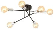 Φωτιστικό Οροφής 6xE27 Ατσάλι VEKEN 6Β Made in Poland Emibig-1174/6B-Μαύρο-Ασημί 1174/6B