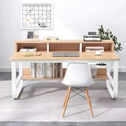 Γραφείο εργασίας Evrepy mdf σε oak απόχρωση με λευκό μέταλλο 100x60x73εκ 100x60x73 εκ.