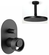 Armando Vicario Halo Black Matt Ανακλινόμενη Κεφαλή Ø30εκ+Μπράτσο Οροφής+Μίκτης εντοιχισμού 2 εξόδων με εκτροπέα