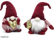 Χριστουγεννιάτικος Νάνος Με Καρδιά Κόκκινο 52cm Σε 2 Σχέδια