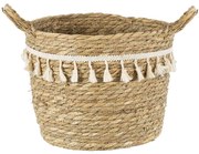 Καλάθι - Κασπώ Santorini 20285 Φ25x23cm Natural-Beige GloboStar Βαμβάκι, Ψάθα