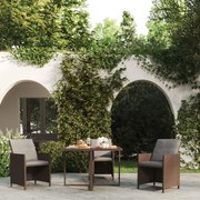 vidaXL Τραπέζι Κήπου Καφέ 109 x 107 x 74 εκ. Συνθετικό Ρατάν/Γυαλί