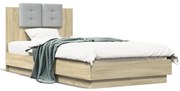 vidaXL Πλαίσιο Κρεβατιού με Κεφαλάρι/LED Sonoma δρυς 75x190 εκ.