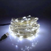 Χριστουγεννιάτικα Λαμπάκια Σειρά 100 Led 79732 10m USB 6W 6000K Silver GloboStar