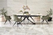 HILARIO extension table, white marble / black DIOMMI-60-28357