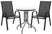 Σετ κήπου - Τραπεζαρία κήπου Calan-Watson σετ 3τεμ μέταλλο μαύρο-textilene μαύρο 60x60x70 εκ.