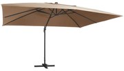 vidaXL Ομπρέλα Κήπου Κρεμαστή Taupe 400x300 εκ. Ιστός Αλουμινίου &amp; LED