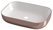 Νιπτήρας Πορσελάνη Επιτραπέζιος 60x42xY14 cm Olympia Metamorfosis White-Pink Gold Orabella 60116