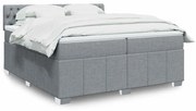 vidaXL Κρεβάτι Boxspring με Στρώμα Ανοιχτό Γκρι 200x200 εκ. Υφασμάτινο