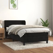 vidaXL Κρεβάτι Boxspring με Στρώμα Μαύρο 100x200 εκ. Βελούδινο