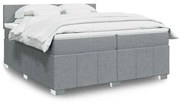 vidaXL Κρεβάτι Boxspring με Στρώμα Ανοιχτό Γκρι 200x200 εκ. Υφασμάτινο