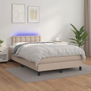 Κρεβάτι Boxspring Στρώμα&amp;LED Καπουτσίνο 120x200 εκ. Συνθ. Δέρμα - Καφέ