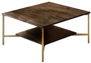 Τραπέζι Σαλονιού Line 618BLY1153 80x80x40cm Walnut-Gold