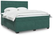 vidaXL Κρεβάτι Boxspring με Στρώμα Σκούρο Πράσινο 180x200εκ. Βελούδινο