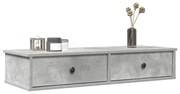 Ράφι τοίχου με συρτάρια Γκρι μπετόν 100x37,5x19 cm Ξύλο μηχανής