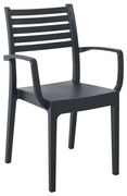 WOODWELL OLIMPIA Πολυθρόνα Τραπεζαρίας Κήπου Στοιβαζόμενη, PP - UV Protection, Απόχρωση Ανθρακί 54x52x86cm Ε339,2
