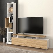 Megapap Σύνθεση Τηλεόρασης Tulip Λευκό - Sepet Oak 160x29,5x160εκ.