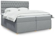 Κρεβάτι Boxspring με Στρώμα Ανοιχτό Γκρι 200x200 εκ. Υφασμάτινο - Γκρι