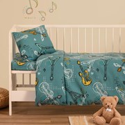 Σετ Σεντόνια Φανελένια Κούνιας 120x170εκ. Music Petrol Winter Line Melinen 20004088