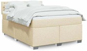 vidaXL Κρεβάτι Boxspring με Στρώμα Κρεμ 140x190 εκ. Υφασμάτινο