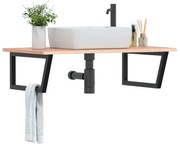 Ράφι Νιπτήρα Τοίχου από Ατσάλι / Μασίφ Ξύλο Δρυός