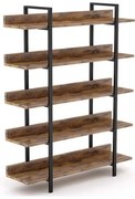 Βιβλιοθήκη Almond pakoworld καρυδί-μαύρο 119x27x185εκ