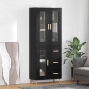 Highboard Μαύρη Οξυά 69,5 x 34 x 180 εκ. Επεξεργασμένο ξύλο