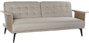 Καναπές-Κρεβάτι DKD Home Decor 203 x 87 x 81 cm Μαύρο Μπεζ Μέταλλο Καφέ
