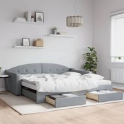 vidaXL Καναπές Κρεβάτι Συρόμενος Αν. Γκρι 100x200 εκ Ύφασμα &amp; Συρτάρια
