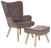 Πολυθρόνα &amp; Σκαμπό Σετ Alma Ε7141,8 69x76x97/52x38x35cm Brown Velure Fabric