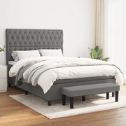 Κρεβάτι Boxspring με Στρώμα Σκούρο Γκρι 140x190 εκ. Υφασμάτινο - Γκρι