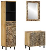 vidaXL Έπιπλα Μπάνιου Σετ 3 Τεμαχίων από Μασίφ Ξύλο Μάνγκο