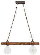 Φωτιστικό Οροφής Δίφωτο Heronia Raga Chain 30-0065 Bronze/Natural Wood