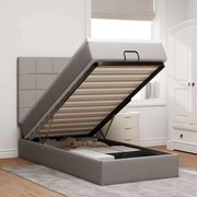 vidaXL Οθωμανικό κρεβάτι με στρώμα &amp; LEDs Taupe 100x200 cm Ύφασμα