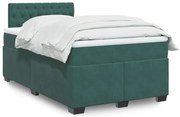 vidaXL Κρεβάτι Boxspring με Στρώμα Σκούρο Πράσινο 120x190εκ. Βελούδινο