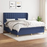 Κρεβάτι Boxspring με Στρώμα Μπλε 180x200 εκ. Υφασμάτινο