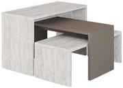 Τραπέζια σαλονιού Kantar pakoworld σετ 3τεμ σε λευκό antique - μόκα απόχρωση 65x30x39εκ