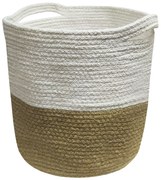 Καλάθι Πλεκτό Βαμβακερό-Polyester Beige-White 25x25εκ. Komvos Home 7012132-1