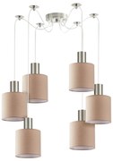 Φωτιστικό Οροφής SE21-NM-4-NM6-SH3 ADEPT TUBE Nickel Matt Pendant Brown Fabric Shade+ - 77-8429 - 51W - 100W - 77-8429