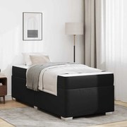 vidaXL Σκελετός Κρεβατιού Μαύρο 90 x 190 cm Τεχνητό δέρμα
